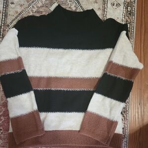 Striped Black, Cream, and Brown Sweater